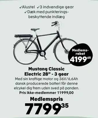 Kvickly Mustang Classic Electric 28" - 3 gear tilbud