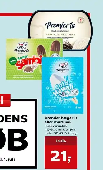 Kvickly Premier bæger is eller multipak tilbud