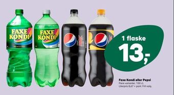 Kvickly Faxe Kondi eller Pepsi tilbud