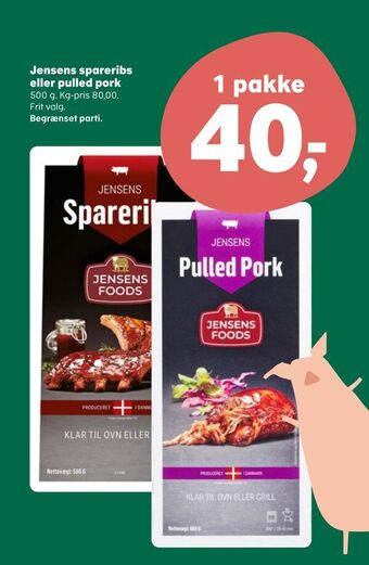 Kvickly Jensens spareribs eller pulled pork tilbud