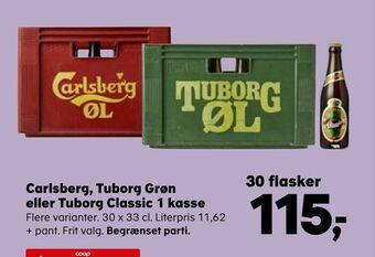 Kvickly Carlsberg, Tuborg Grøn eller Tuborg Classic 1 kasse tilbud