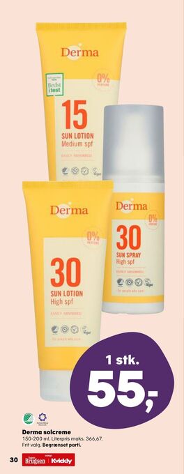 Kvickly Derma solcreme tilbud