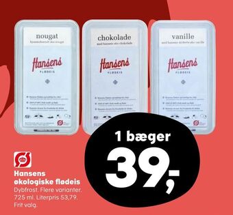 Kvickly Hansens økologiske flødeis tilbud