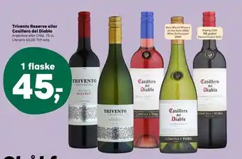 Kvickly Trivento Reserve eller Casillero del Diablo tilbud