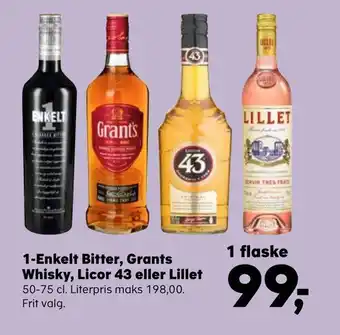 Kvickly 1-Enkelt Bitter, Grants Whisky, Licor 43 eller Lillet tilbud