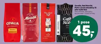 Kvickly Gevalia, Rød Merrild, Peter Larsen blanding 72 eller Café Noir tilbud