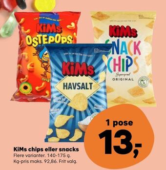 Kvickly KiMs chips eller snacks tilbud