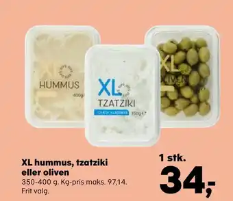 Kvickly XL hummus, tzatziki eller oliven tilbud