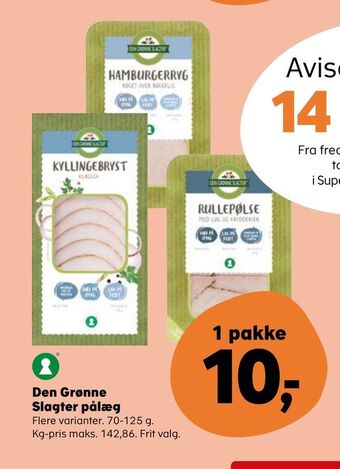SuperBrugsen Den Grønne Slagter pålæg tilbud