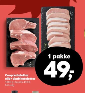 SuperBrugsen Coop koteletter eller skaftkoteletter tilbud