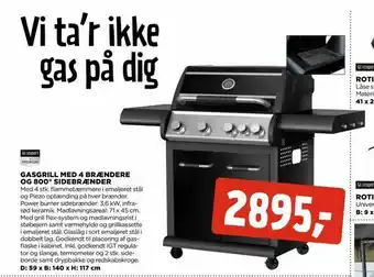 jem & fix Gasgrill med 4 brændere og 800° sidebrænder tilbud