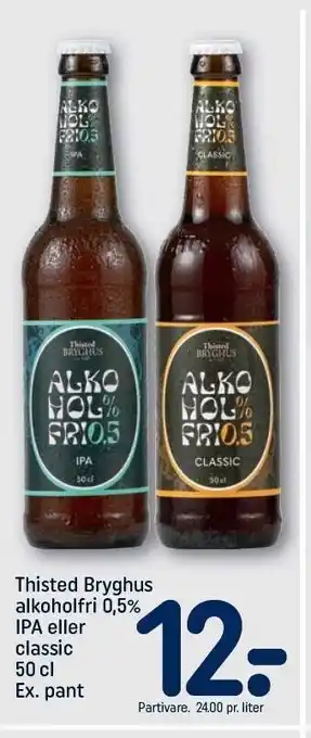 REMA 1000 Thisted Bryghus alkoholfri, IPA el. Classic tilbud