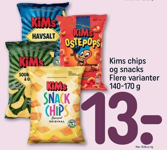 REMA 1000 Kims chips og snacks tilbud
