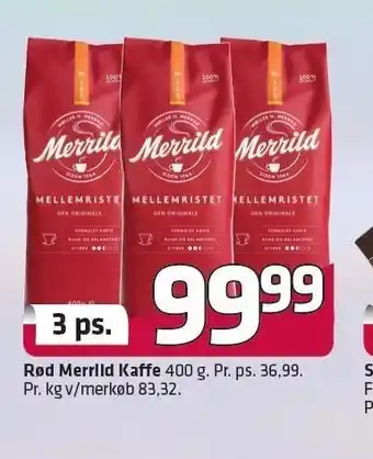 Fleggaard Rød Merrild kaffe 400g 3 stk. tilbud