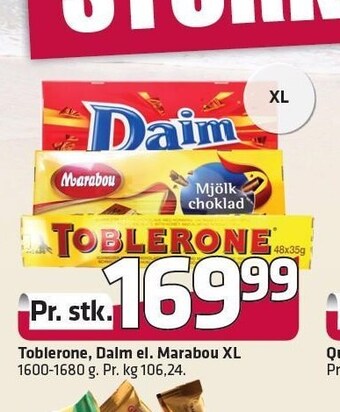 Fleggaard Toblerone, Daim el. Marabou XL tilbud