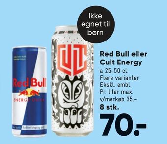 Bilka Red Bull eller Cult Energy tilbud