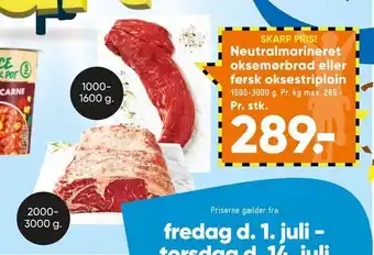 Bilka Neutralmarineret oksemørbrad eller fersk oksestriploin tilbud
