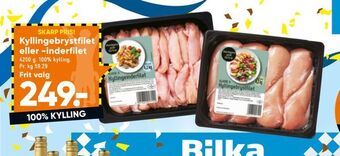 Bilka Kyllingebrystfilet eller -inderfilet tilbud