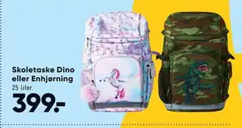 Bilka Skoletaske Dino eller Enhjørning tilbud