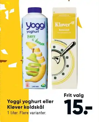 Bilka Yoggi yoghurt eller Kløver koldskål tilbud