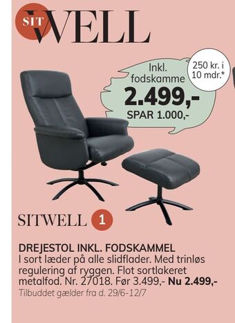 Daells Bolighus DREJESTOL INKL. FODSKAMMEL tilbud