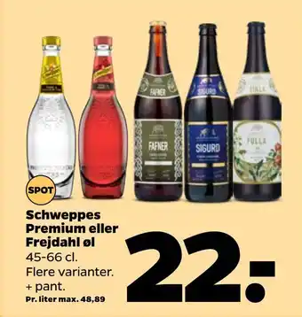 Netto Schweppes Premium eller Frejdahl øl tilbud
