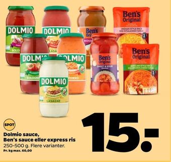 Netto Dolmio sauce, Ben's sauce eller express ris tilbud
