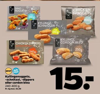 Netto Kyllingenuggets, -schnitzel, -dippers eller cordon bleu tilbud