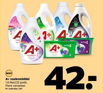 Netto A+ vaskemiddel tilbud
