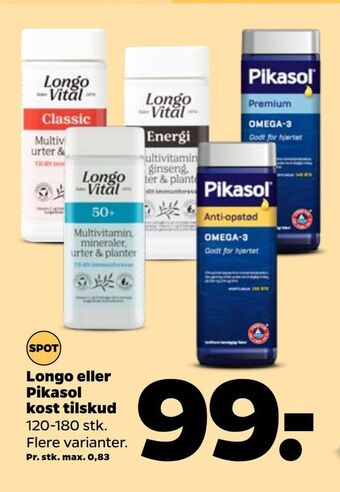 Netto Longo eller Pikasol kost tilskud tilbud