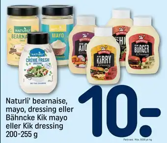 REMA 1000 Naturli' bearnaise, mayo, dressing eller Bähncke Kik mayo eller Kik dressing tilbud