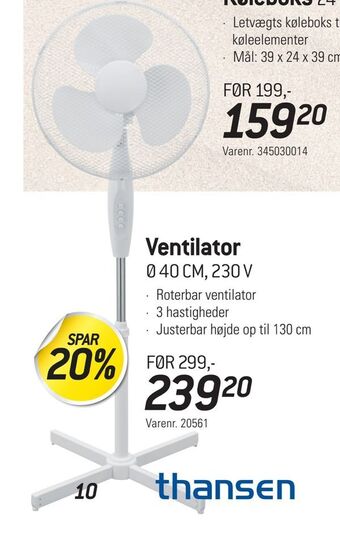 Thansen Ventilator tilbud