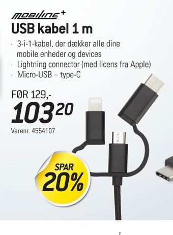 Thansen USB kabel 1 m tilbud