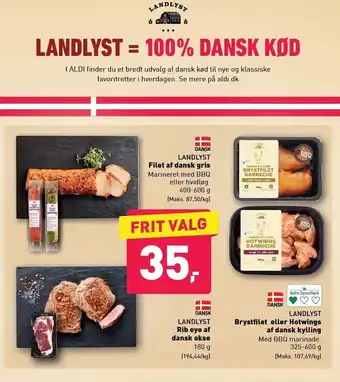 Filet af dansk gris, Ribeye af dansk okse el. brystfilet el. hotwings af dansk kylling