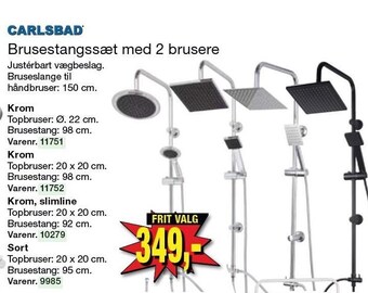 Brusestangssæt med 2 brusere