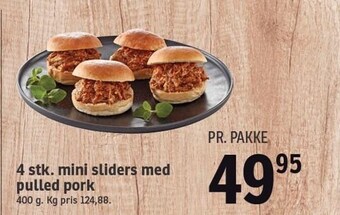 4 stk. mini sliders med pulled pork