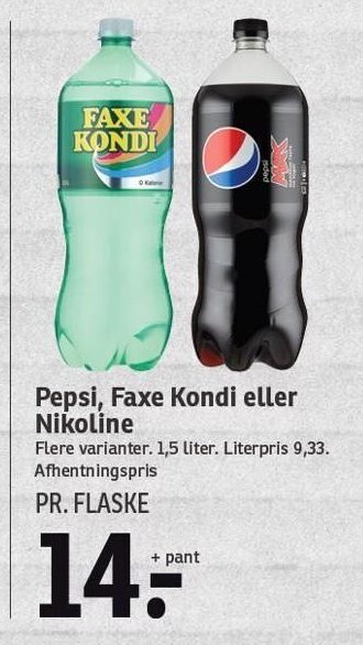 SPAR Pepsi, Faxe Kondi el. Nikoline tilbud