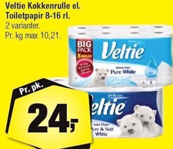 Calle Veltie køkkenrulle el. toiletpapir 8-16 rl. tilbud