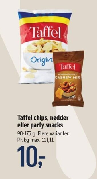 Føtex Taffel Chips , Nødder eller party snacks tilbud
