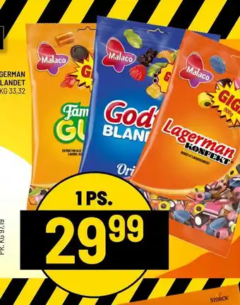 Priss Malaco familie guf, lagerman konfekt, godt & blandet tilbud