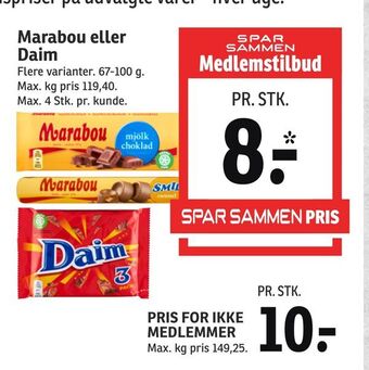 SPAR Marabou eller Daim tilbud