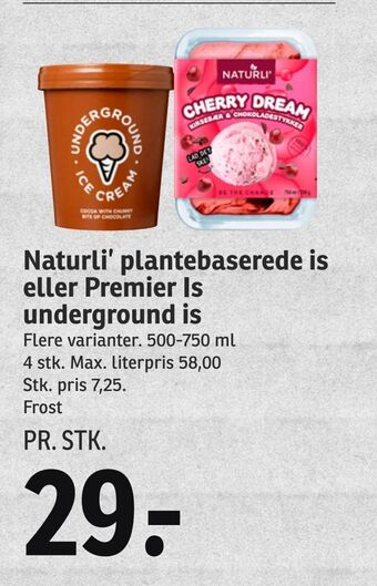 SPAR Naturli' plantebaserede is eller Premier Is underground is tilbud