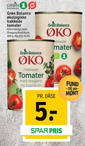SPAR Grøn Balance økologiske hakkede tomater tilbud