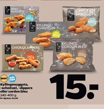 Netto Kyllingenuggets, -schnitzel, -dippers el. cordon bleu tilbud