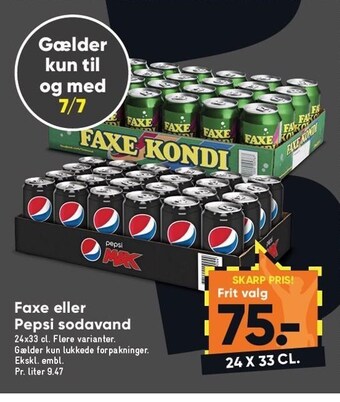 Bilka Faxe el. Pepsi sodavand tilbud