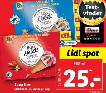 Lidl Bon Gelati Isvafler tilbud