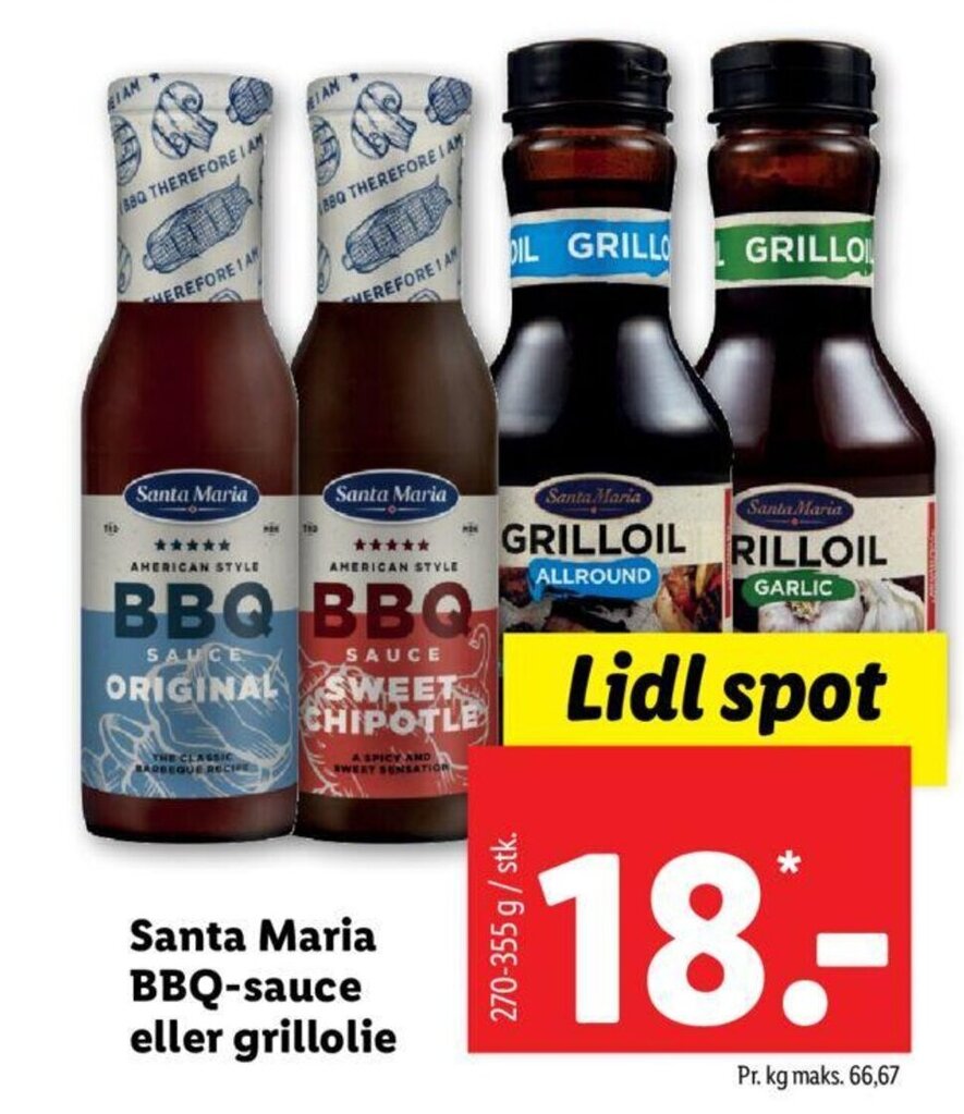 Santa Maria BBQSauce eller grillolie tilbud hos Lidl
