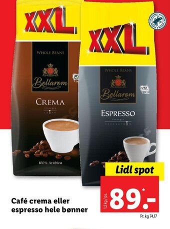 Cafè crema eller espresso hele bønner