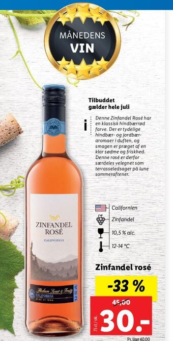 Lidl Zinfandel rosé tilbud