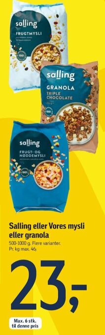 Føtex Salling müsli tilbud